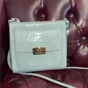 Brahmin Light Gray Croc-Embossed Crossbody Bag